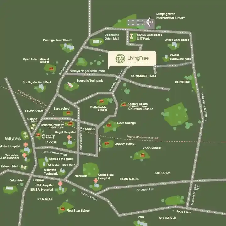 Kalyani Living Tree location map, Gummanahalli
